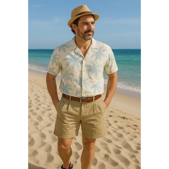 Tommy Bahama Silk Shorts Men’s 36 Tan Relaxed Fit 8” Inseam Casual Resort - Picture 1 of 7